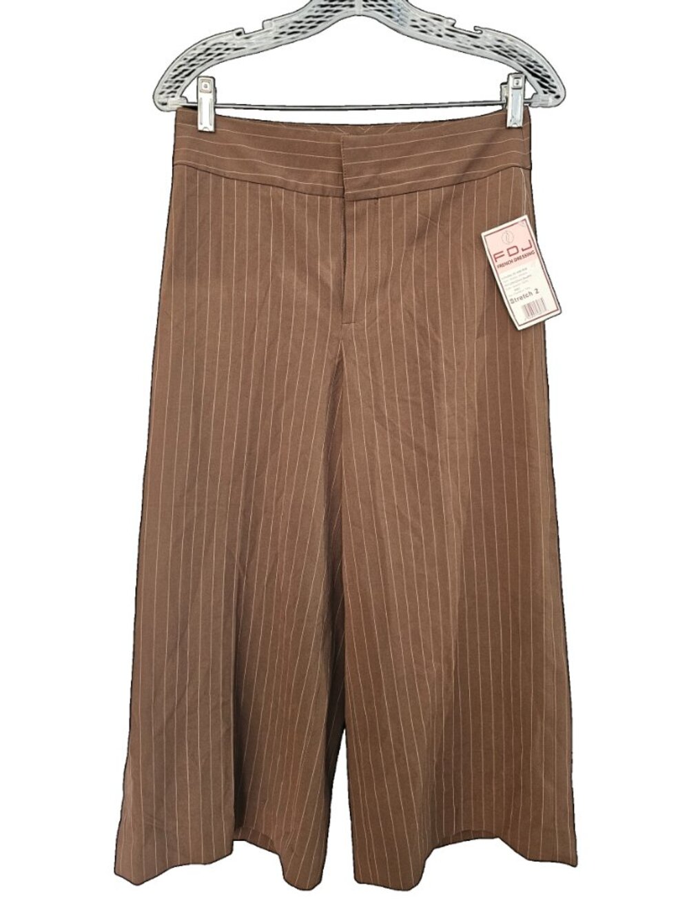 New Brown Pinstripe Cropped Wide Leg Pants, FDJ French Dressing, Size 2